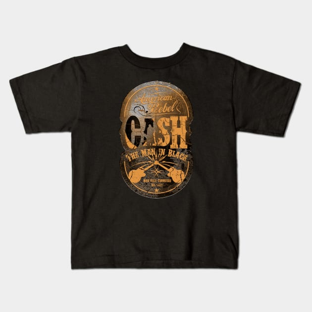 Johnny Rebel Cash Kids T-Shirt by hardtbonez